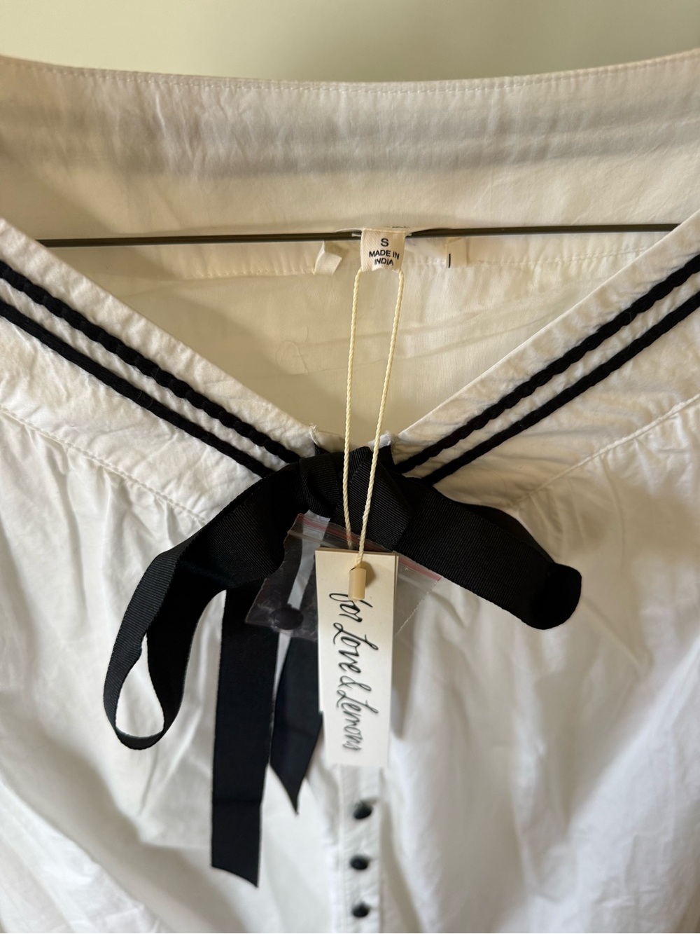 For Love And Lemons White Mini Sailor Dress with Black Trim - Picture 4 of 4